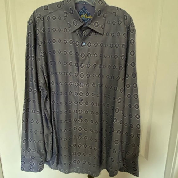 Robert Graham Mens Purple Embroidery Cuff Long Sleeve Cotton Dress Shirt- Sz-XL - Picture 11 of 16